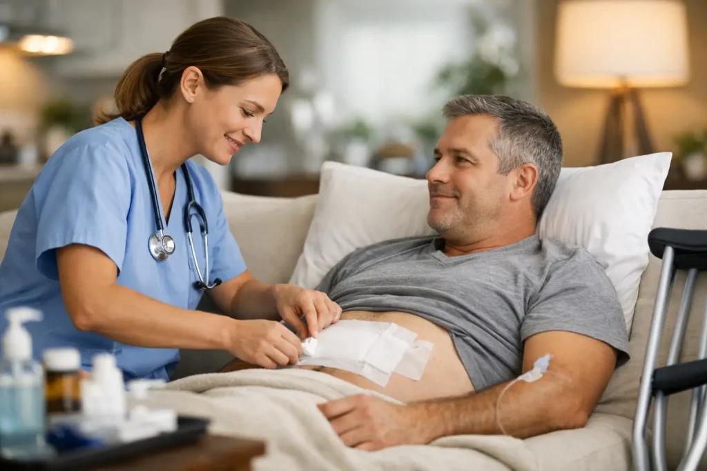 Enfermagem domiciliar após cirurgia: quando vale